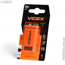 Батарейка тип крона 9V Videx, сольова - фото Батарейка тип крона 9V Videx, сольова