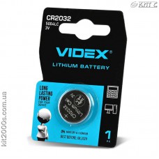 Батарейка тип CR 2032 Videx (блістер на 1 шт) літієва Батарейка тип CR 2032 Videx (блістер на 1 шт) літієва