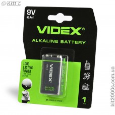 Батарейка тип крона 9V Videx, лужна Батарейка тип крона 9V Videx, лужна