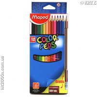 Олiвці кольорові Maped COLOR PEPS 12шт/набір +1 прост. олівець +1чинка MP.832023