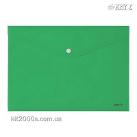Конверт пластиковий на кнопці A4 AXENT 1412-25-A непрозорий рифлений зелений