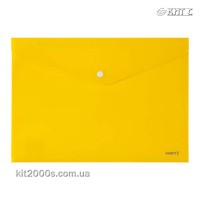 Конверт пластиковий на кнопці A4 AXENT 1412-26-A непрозорий рифлений жовтий