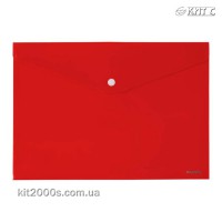 Конверт пластиковий на кнопці A4 AXENT 1412-24-A непрозорий рифлений червоний